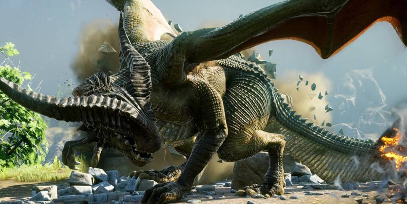 Dragon landing in battle