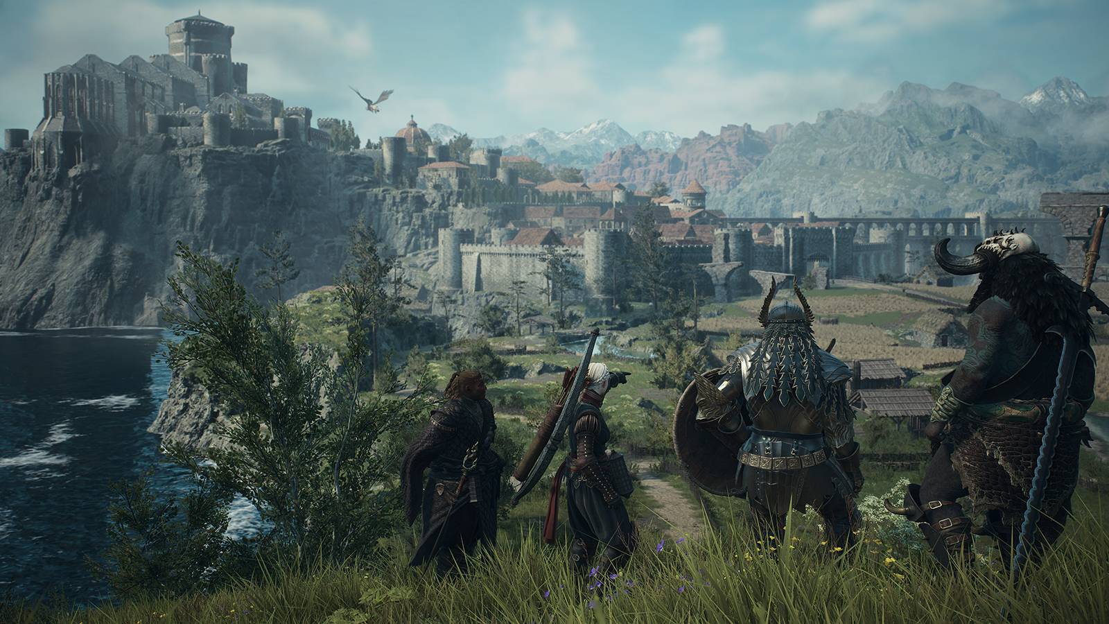 Dragon's Dogma 2 characters looking out at Vernwerth