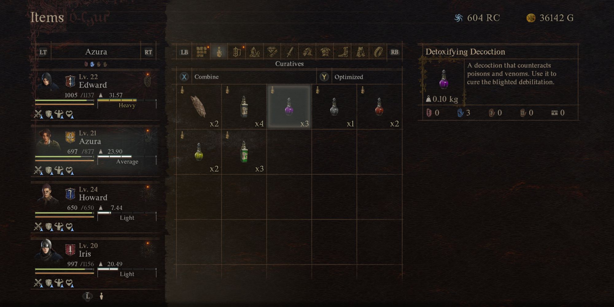 Dragon's Dogma 2 Curatives Inventory