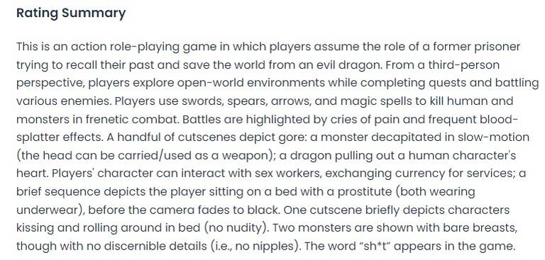 Dragon's Dogma 2 ESRB Rating