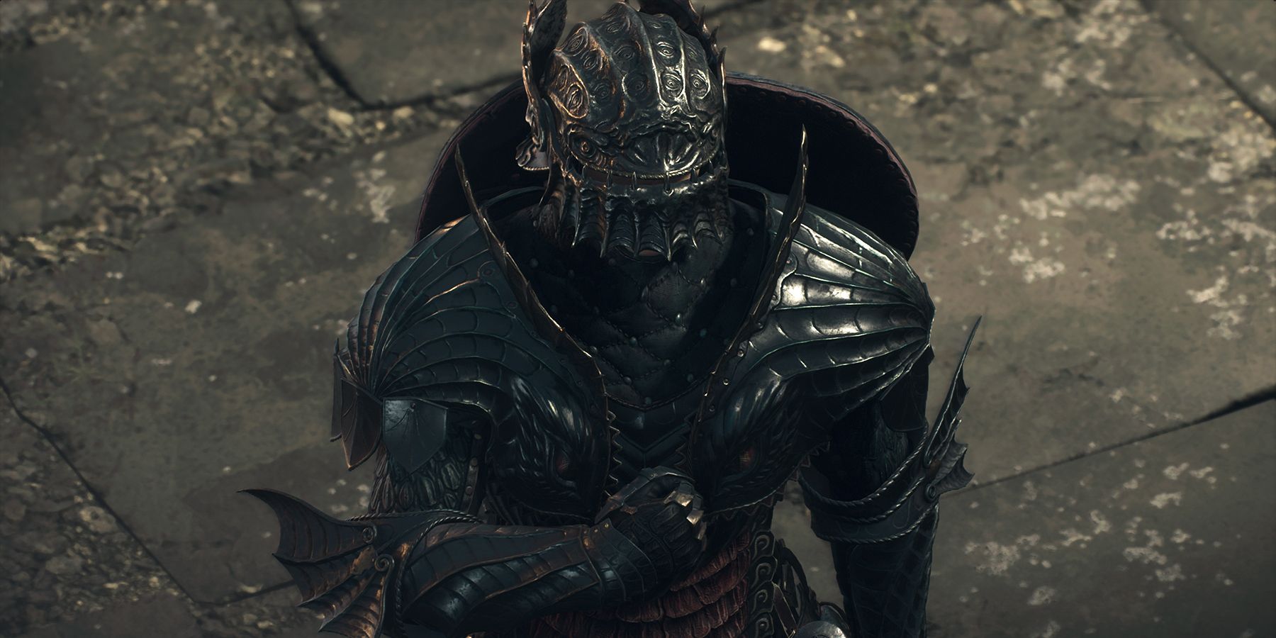 Dragon's Dogma 2 knight dressed in dark armor