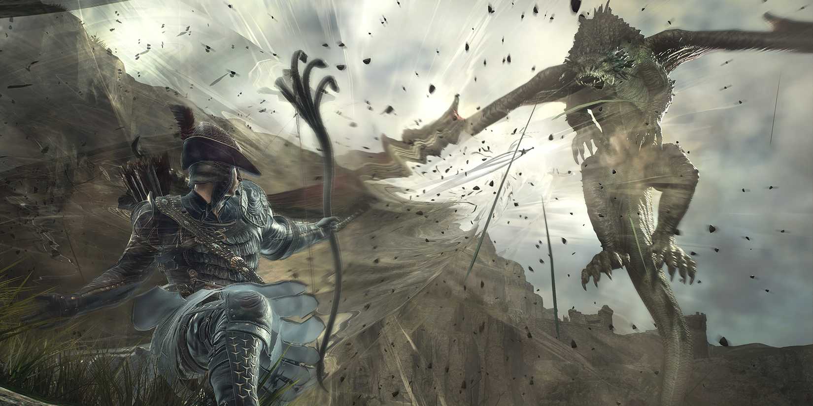 Dragon's Dogma 2 Magick Archer fighting a dragon