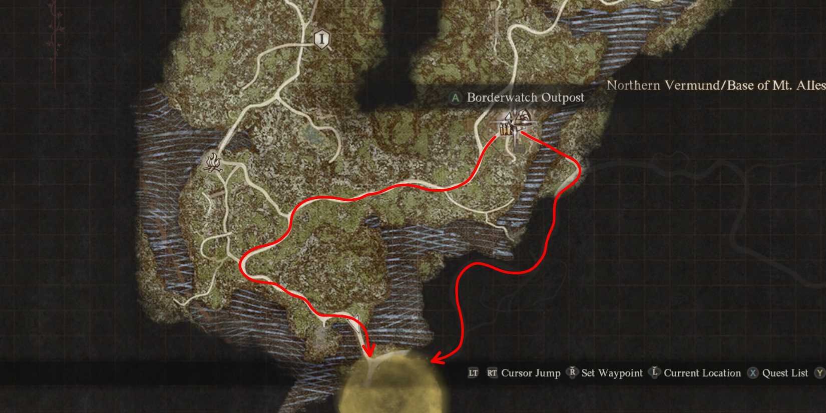 Dragon's Dogma 2 Melve Location Route Beginner Borderwatch Outpost Vermund