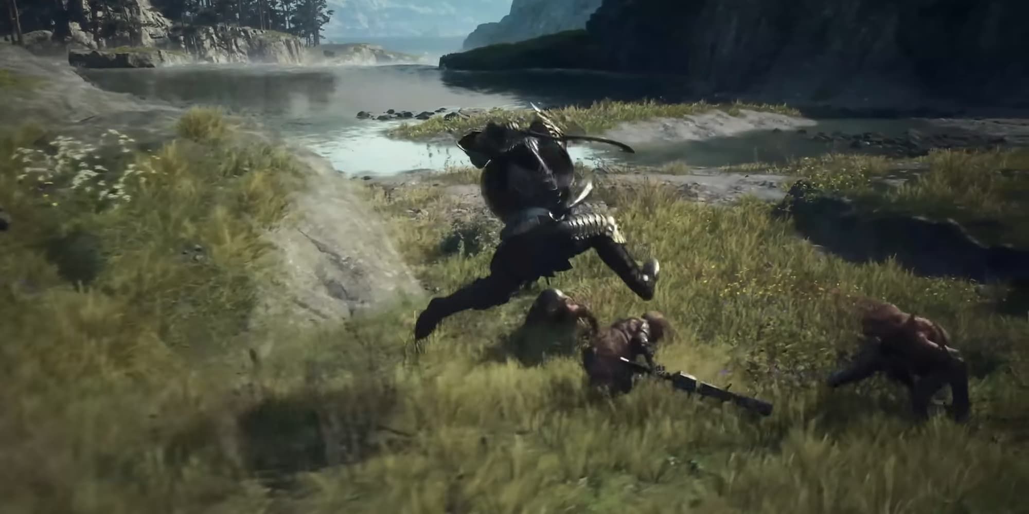 Fighter performing a jumping thrust in Dragon's Dogma 2