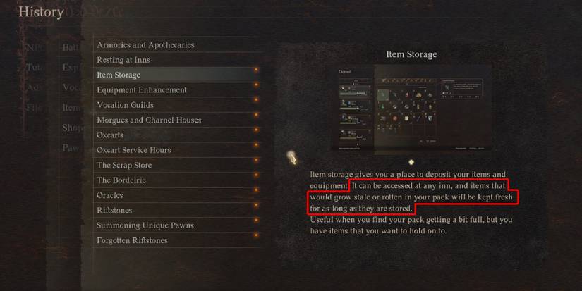 Dragon's Dogma 2 - Tutorial Explaining Food Not Spoling In Storage