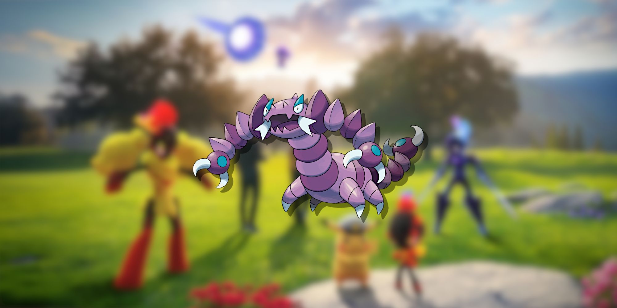 Image of the Pokemon Drapion in the foreground from Pokemon GO