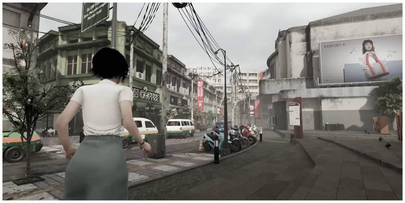 Girl roaming the open world, empty streets and no one in sight