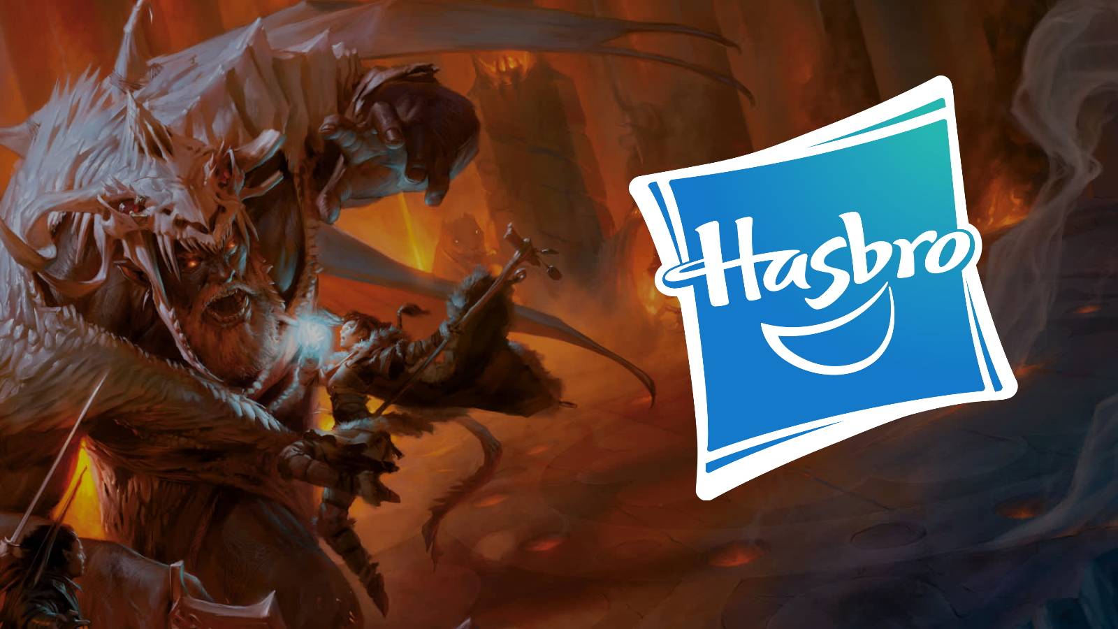 The official art for Dungeons and Dragons' 5th edition Player's Handbook, overlayed with the Hasbro logo.