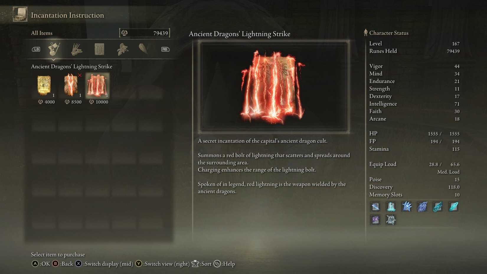 Elden Ring - Ancient Dragons' Lightning Strike description 