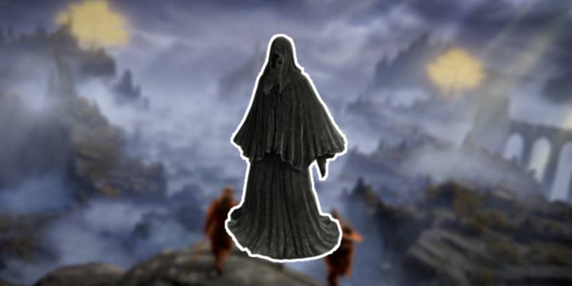 Elden Ring Fia's Set in foreground with Liurnia background