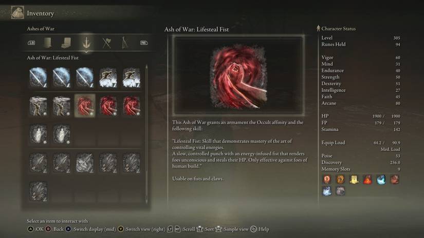 Elden Ring - Lifesteal Fist description