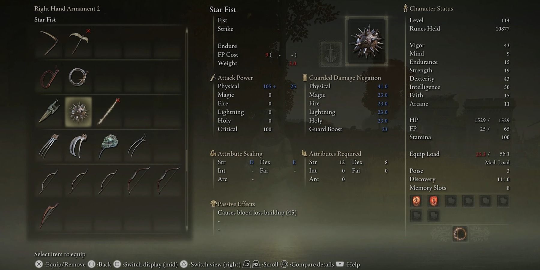 elden ring stats of star first weapon