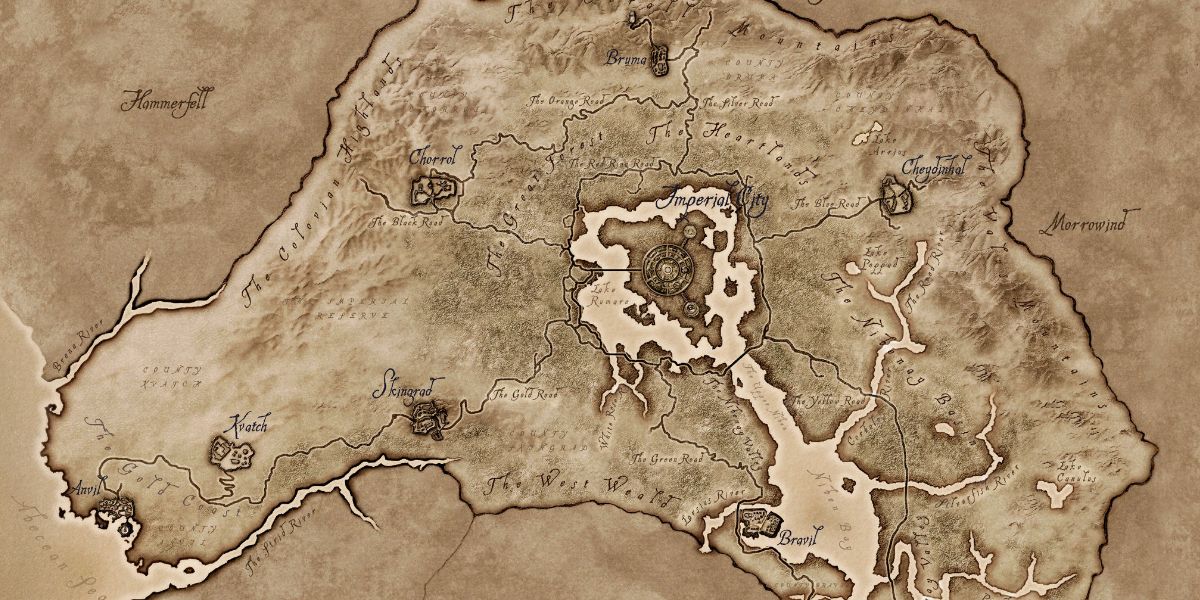 Elder Scrolls Map Size TES 4 Oblivion Cyrodiil Maps
