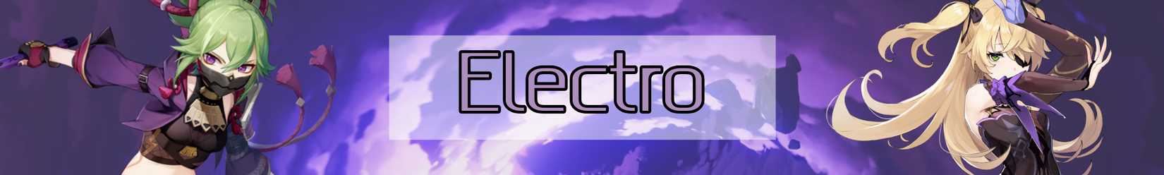 an image of the electro storm over seirai island with kuki shinobu and fischl superimposed and text that says electro