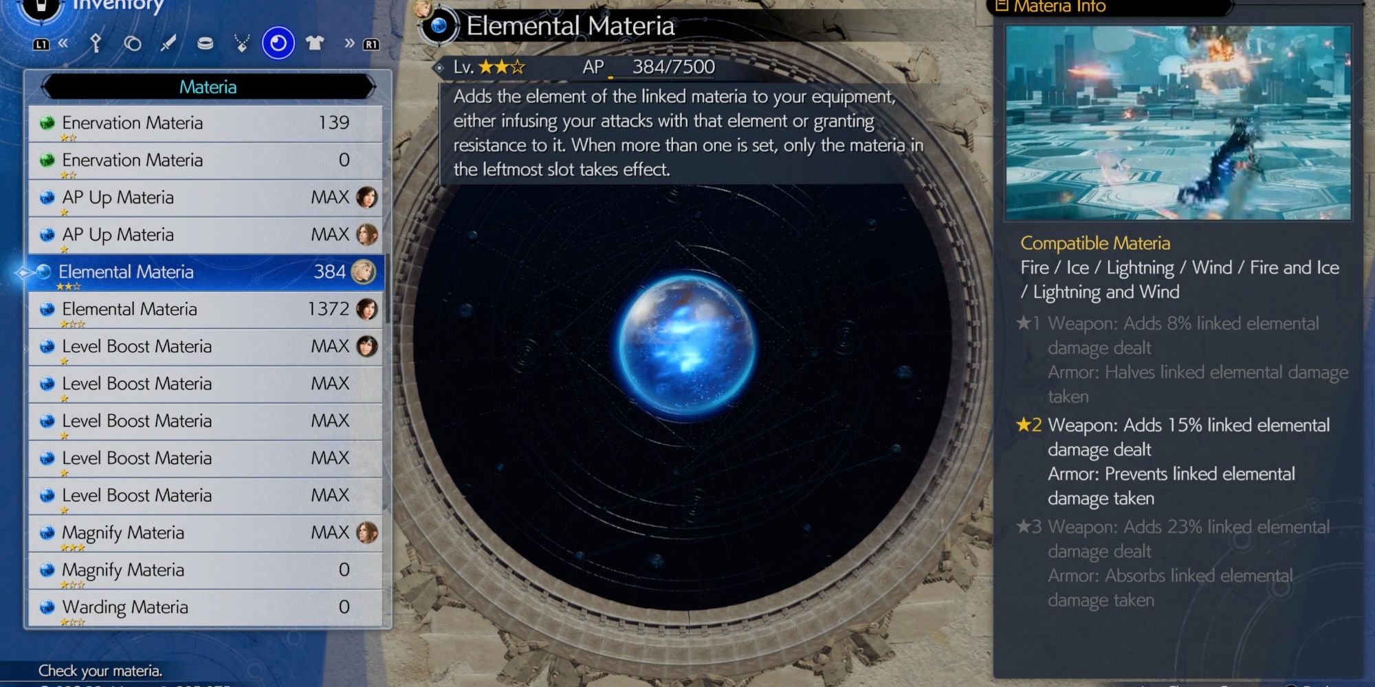 Elemental Materia in Final Fantasy 7 Rebirth