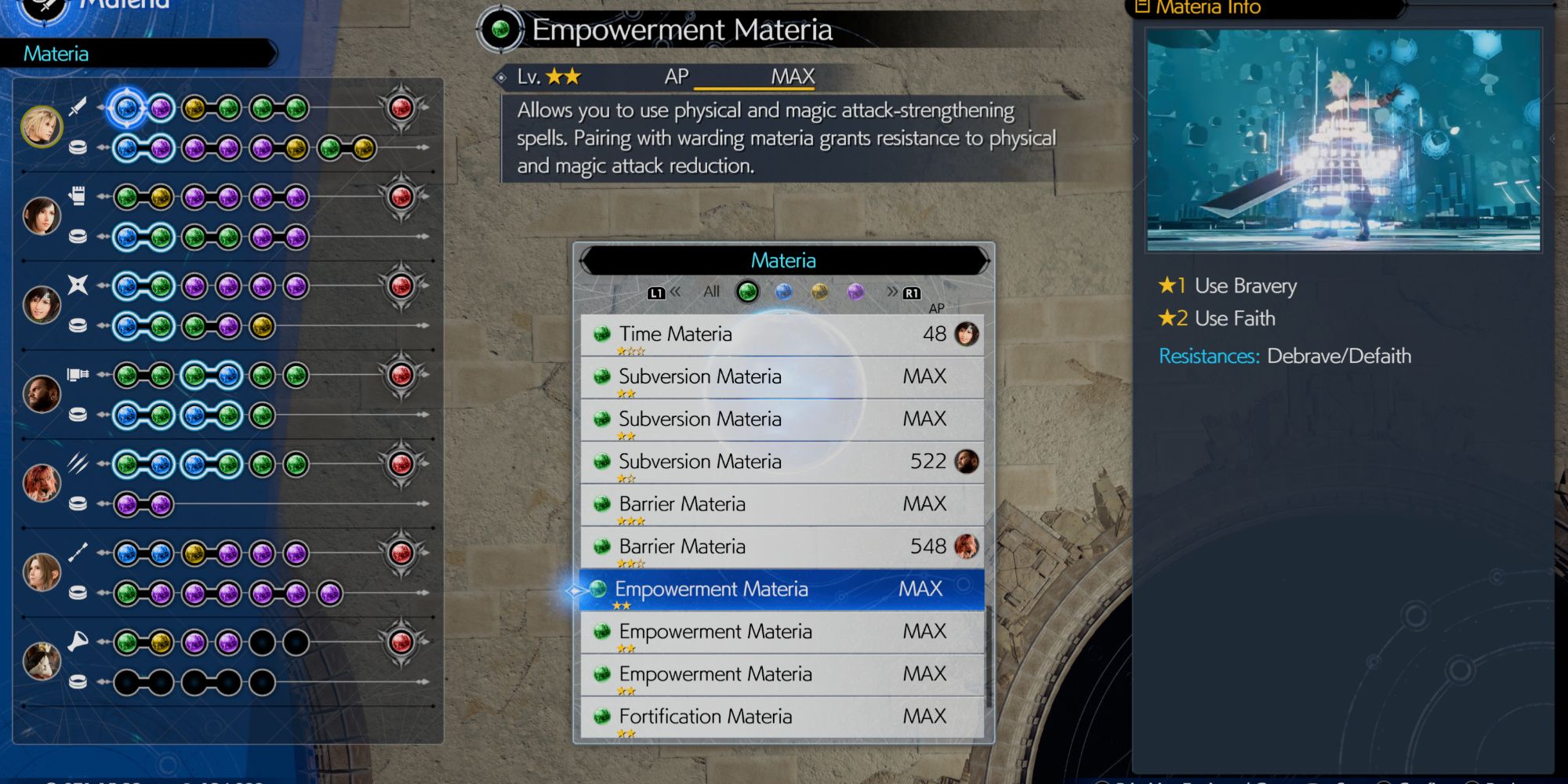 Empowerment Materia in Final Fantasy 7 Rebirth