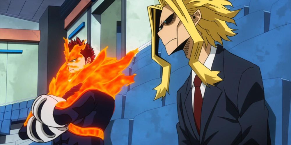 Endeavor asks All Might for advice after becoming the No. 1 Pro Hero.