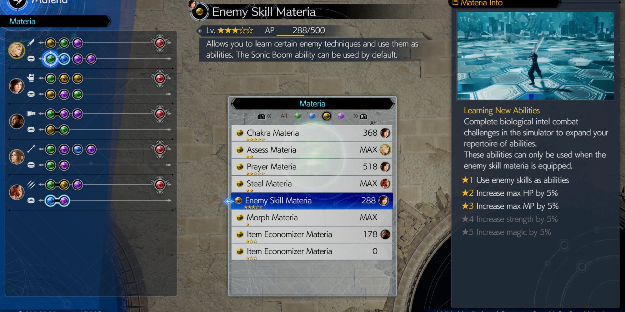 Enemy Skill Materia in Final Fantasy 7 Rebirth