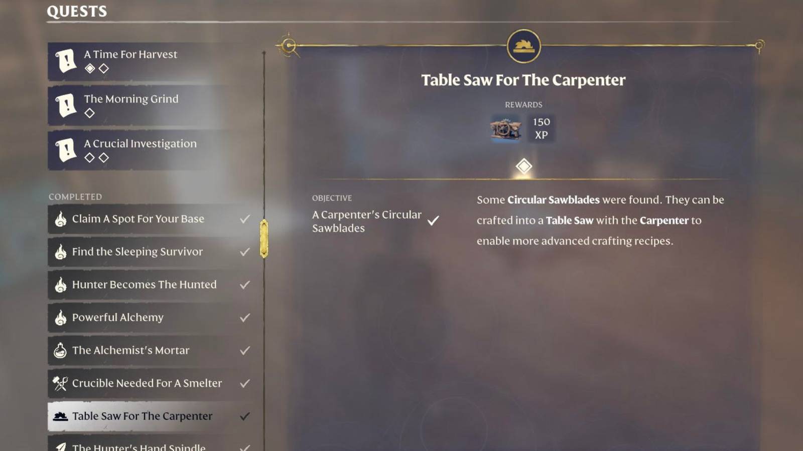 enshrouded table saw for the carpenter quest guide