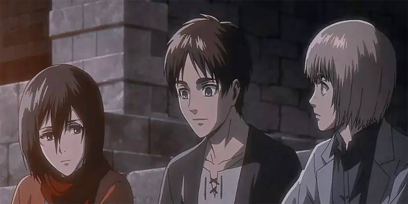 eren talking armin and mikasa