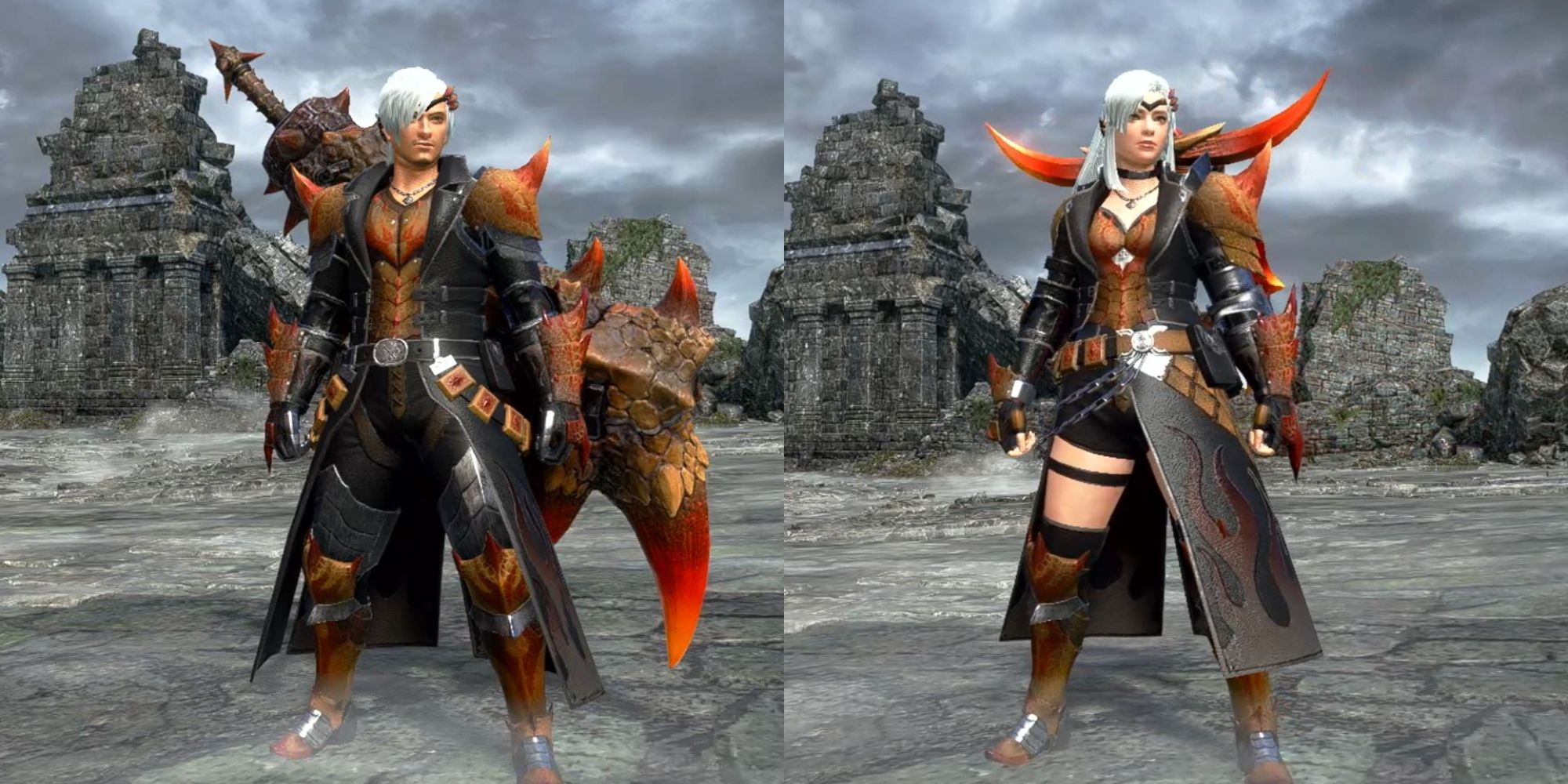 Male and Female Flaming Espinas armor