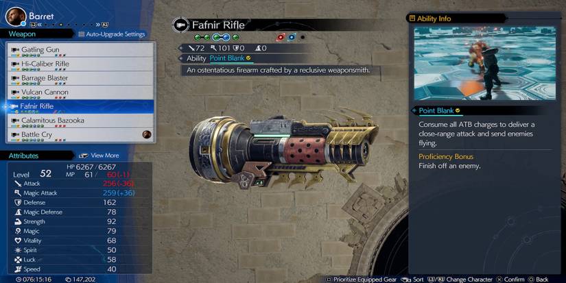 Fafnir Rifle weapon in Final Fantasy 7 Rebirth