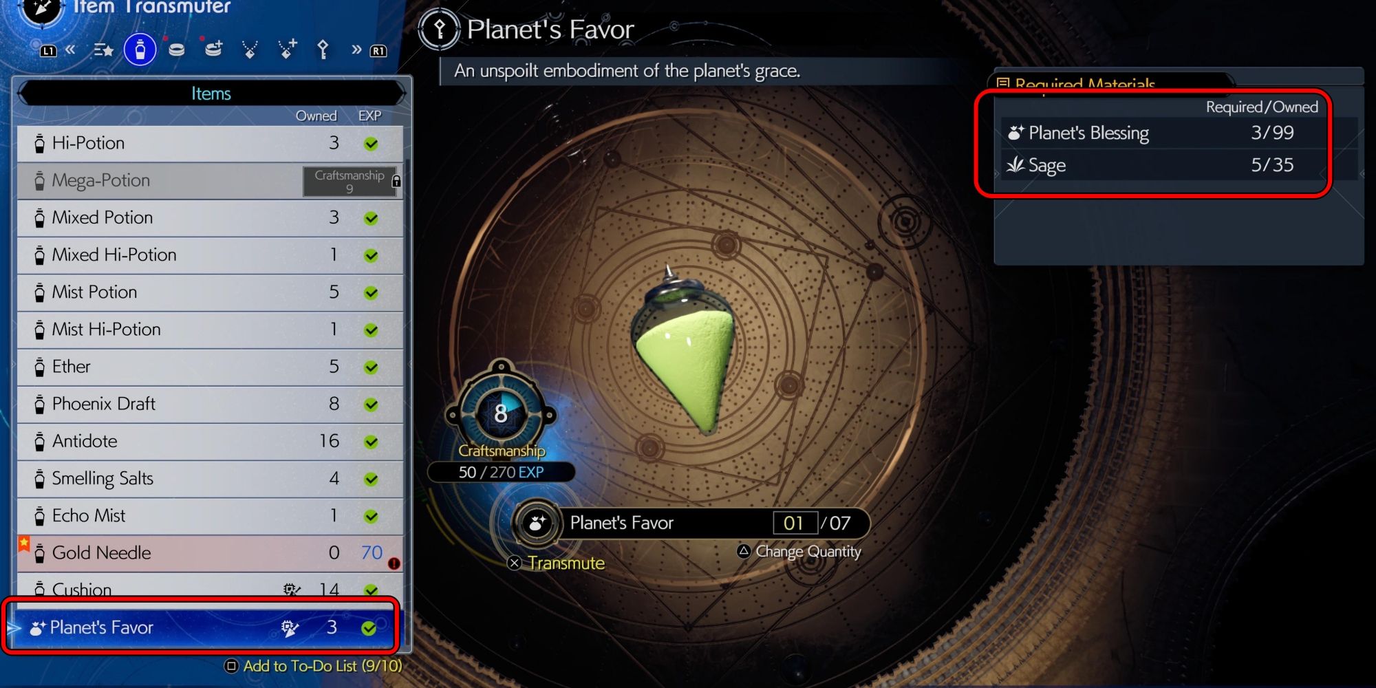 FF7R-Planets-Favor-Transmute-1 - How to Craft Planet's Favor in Final Fantasy 7 Rebirth
