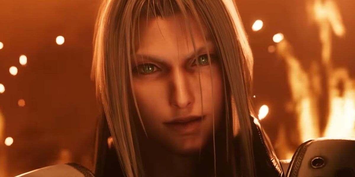 sephiroth standing in flames in ff7