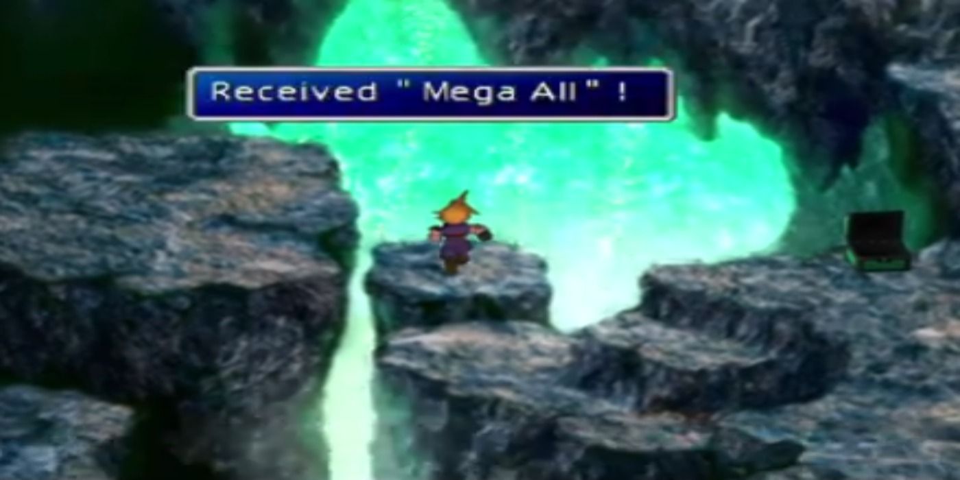Final Fantasy 7 Cloud obtains the Mega All Materia in the Northern Cave