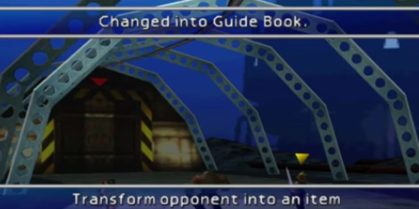 Morphing an enemy into the Guide Book item in Final Fantasy 7.
