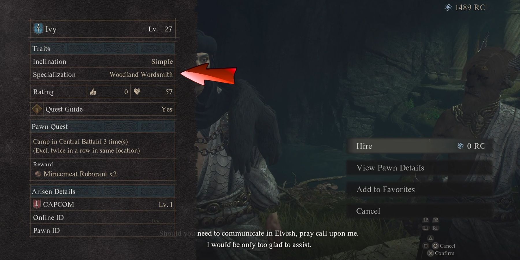 find a pawn with a specialization at the sacred arbor in dragons dogma 2