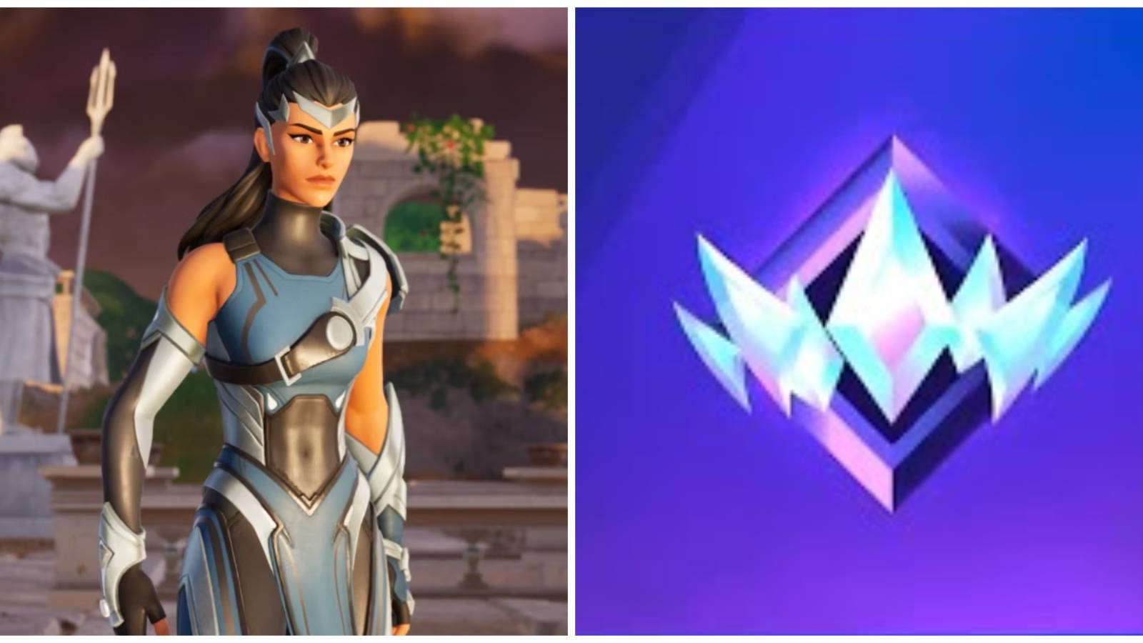 unreal rank logo and odyssey skin in fortnite