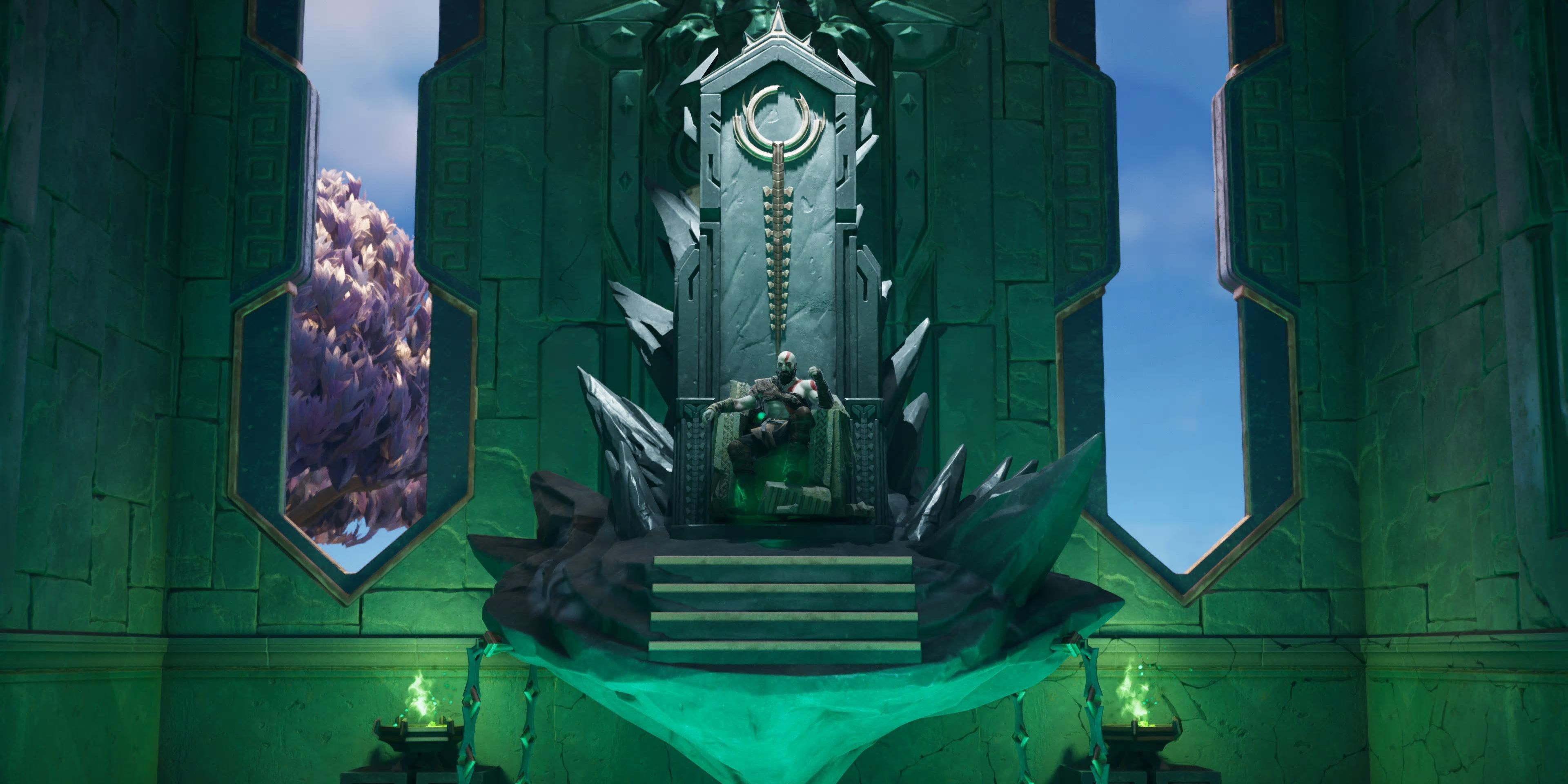kratos sitting on hades' throne