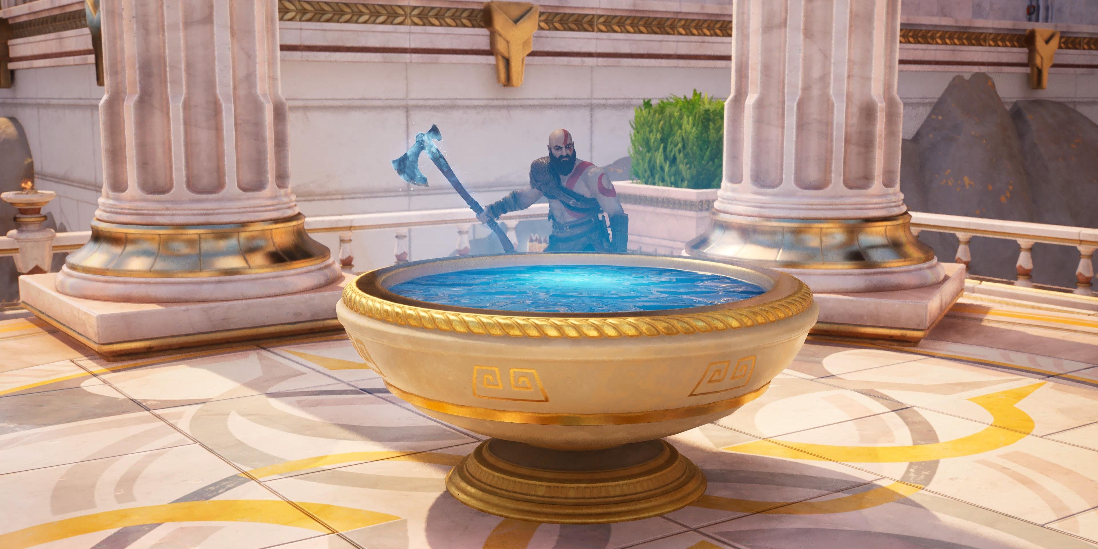 kratos at a scrying pool