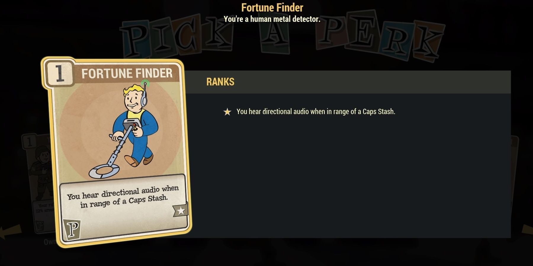 Fallout 76 Fortune Finder Perk Card