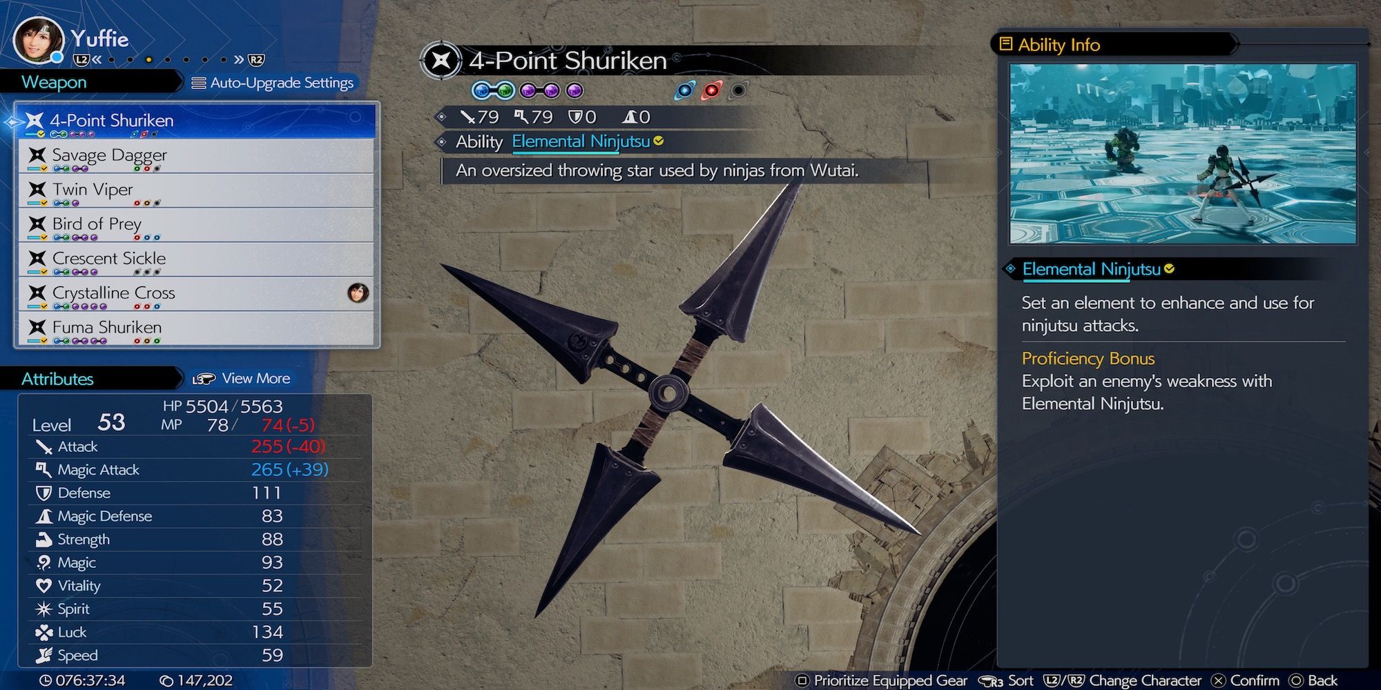 Four-Point Shuriken weapon in Final Fantasy 7 Rebirth