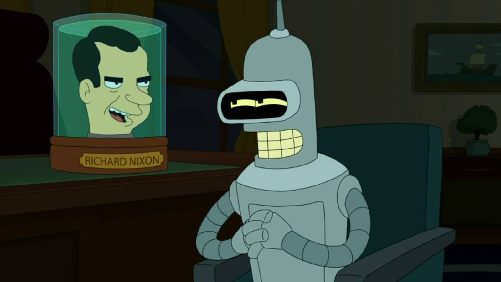 Richard Nixon's head on Futurama