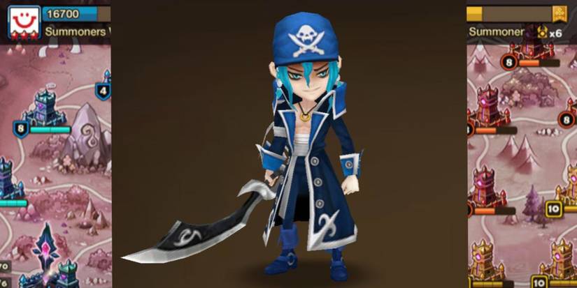 Water Pirate Galleon from Summoners War against a background from the game.