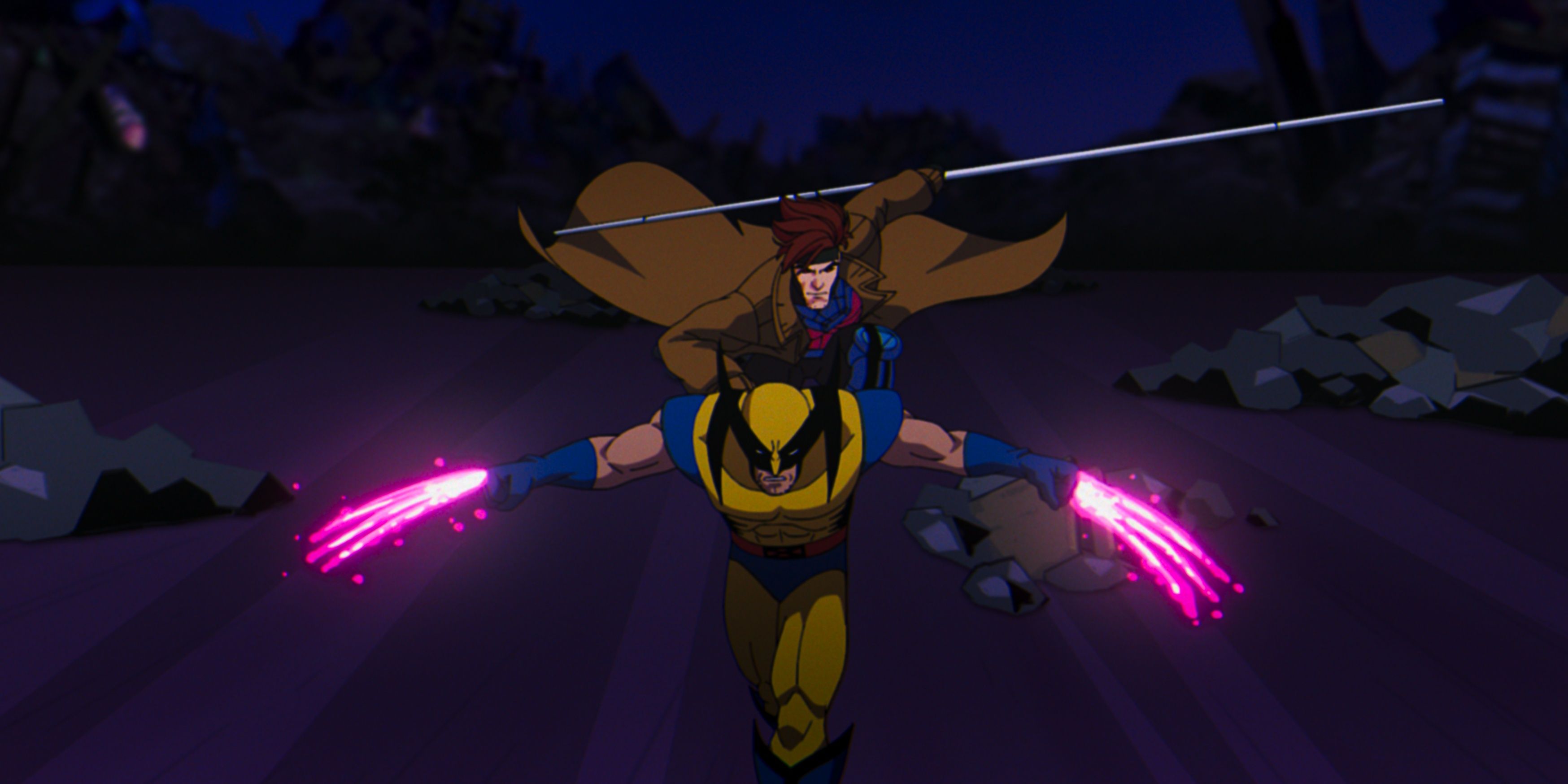 gambit and wolverine fighting together in x-men 97 episode 1 Cropped