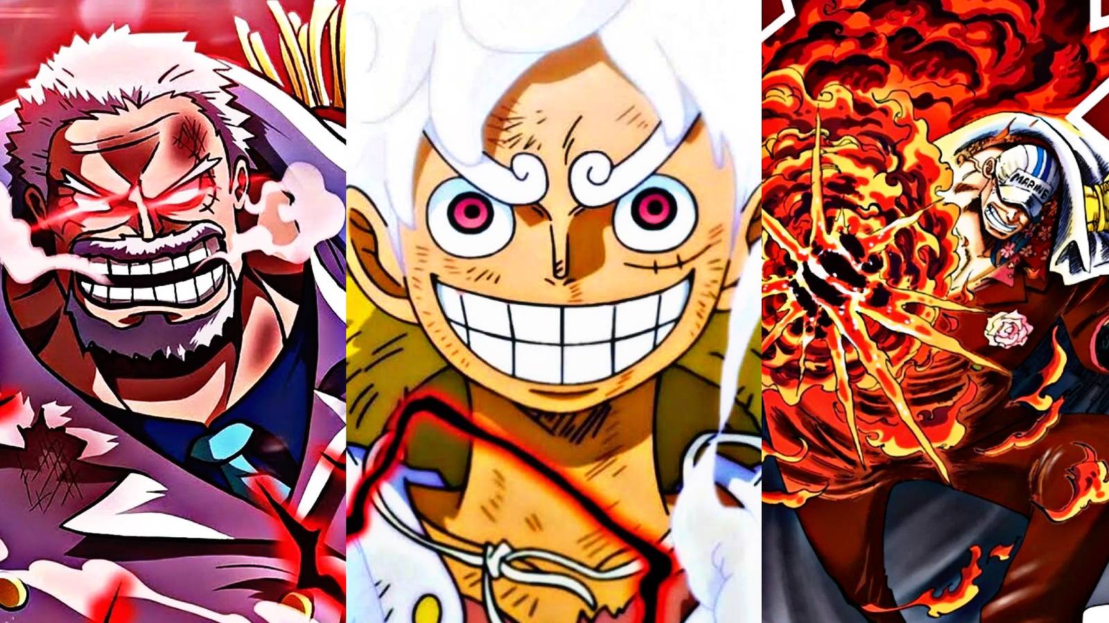 garp sakazuki akainu marines that rival gear 5 luffy one piece