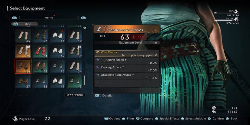 Gentleman's Gloves armor in Rise of the Ronin