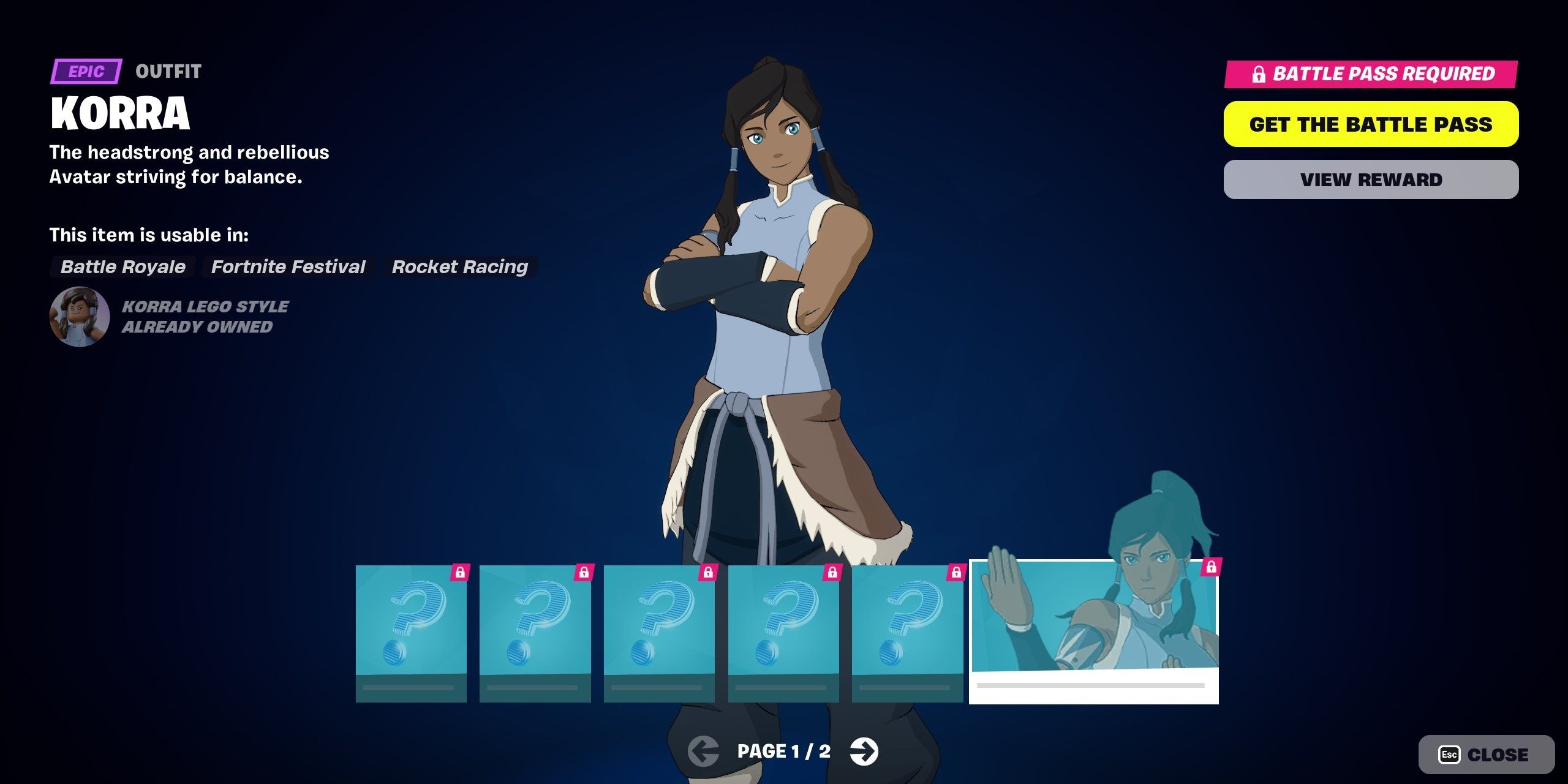 korra in the chapter 5 season 2 battle pass