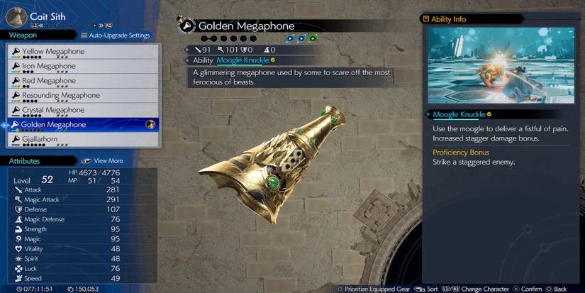 Golden Megaphone weapon in Final Fantasy 7 Rebirth
