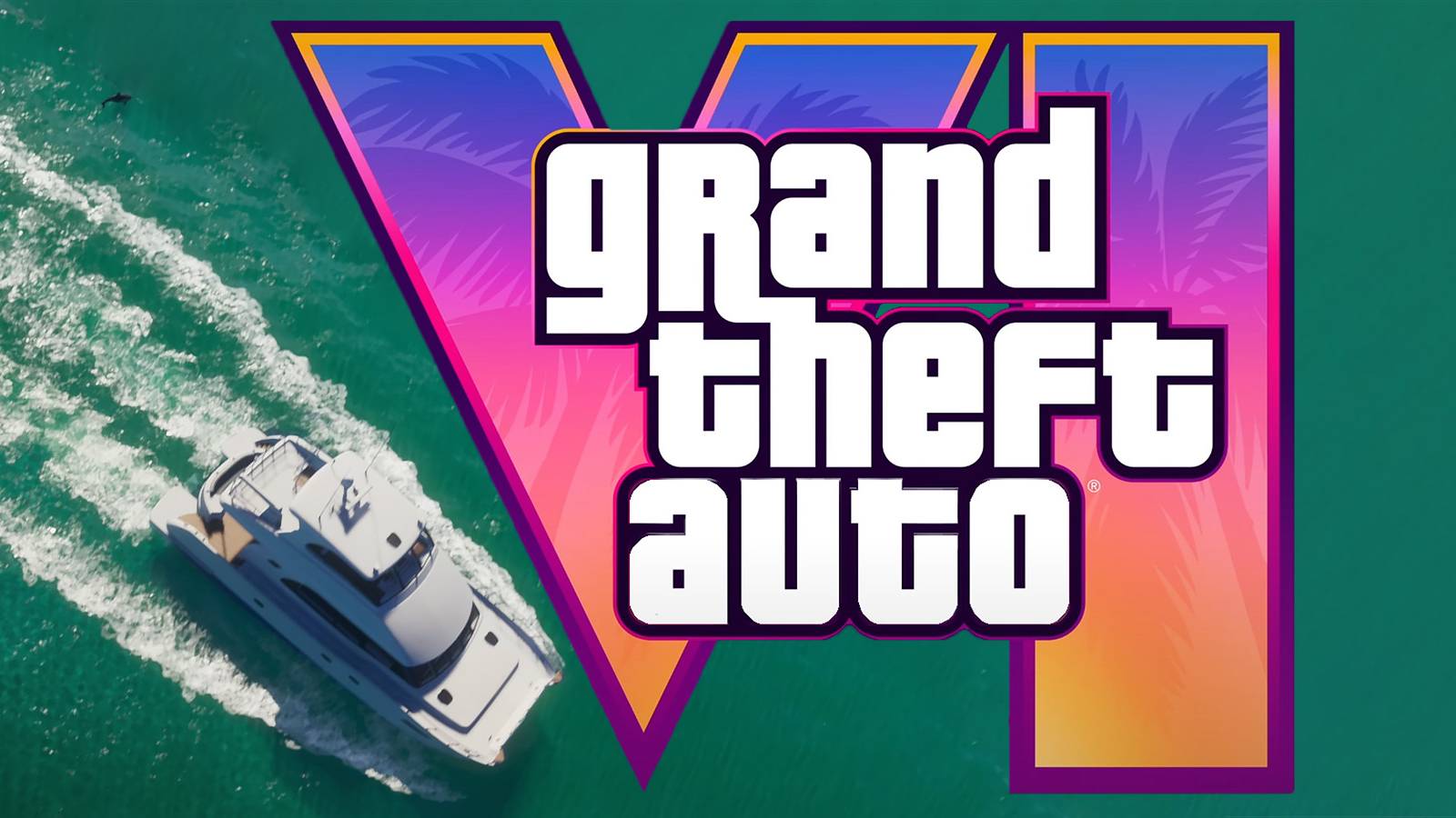 Grand Theft Auto 6 GTA 6 logo next to trailer 1 boat composite