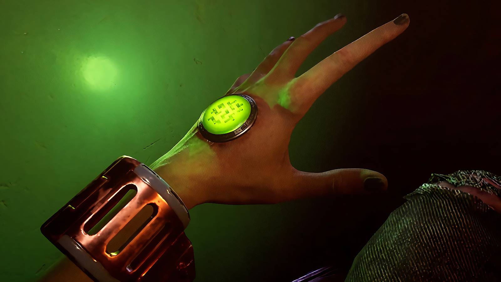 Green light in Judas' hand