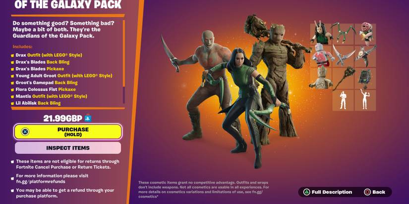 guardians of the galaxy x fortnite pack