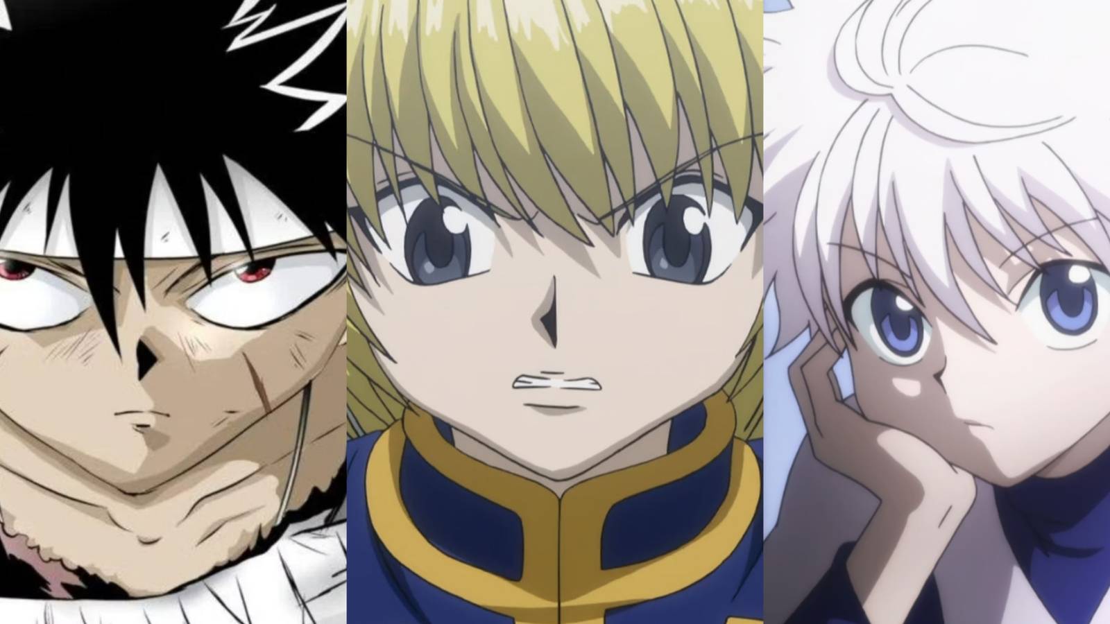 Hiei from Yu Yu Hakusho, Kurapika, and Killua from Hunter x Hunter