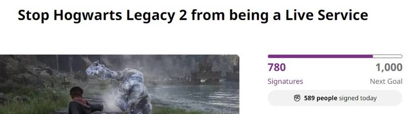 hogwarts legacy 2 live service petition signatures