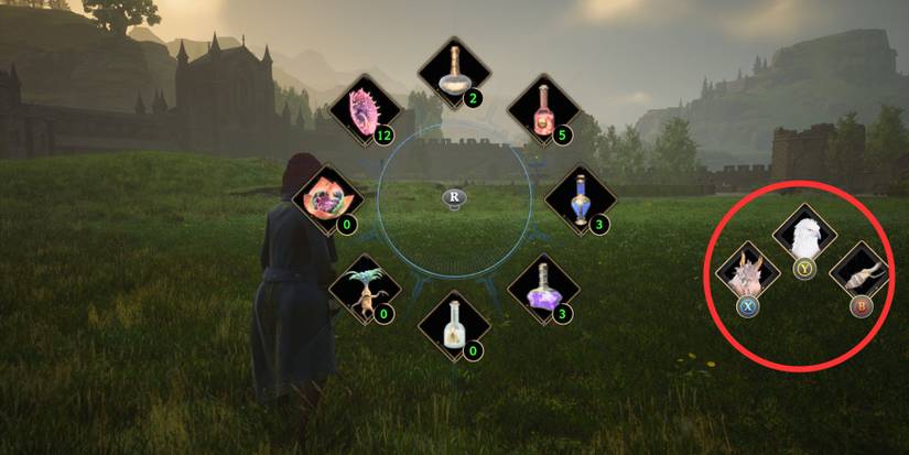 hogwarts legacy how to get on broom tool wheel xbox controls