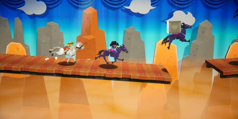 peach chases bandits on a horse